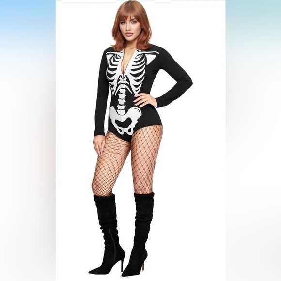 NWT Skeleton Print Bodysuit/ costume size Small - Picture 3 of 9